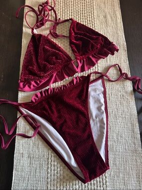 Velvet Burgundy Bikini Set
